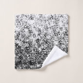 Gris blanc avec Motif Abstrait noir (Gant de toilette)