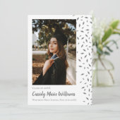 Gris blanc Confetti Faire-part de graduation (Debout devant)