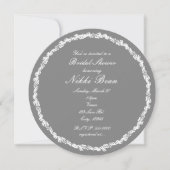 Gris & Blanc Élégant Fancy Invitations nuptiales (Devant)