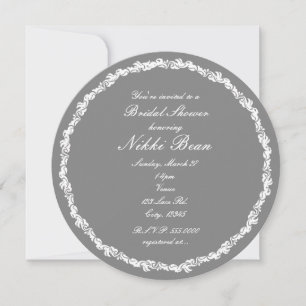 Gris & Blanc Élégant Fancy Invitations nuptiales