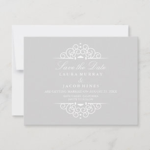 Gris & Blanc Faire-Part de Mariage Vintage à Enreg