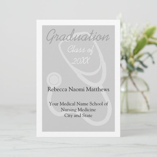 Gris/blanc Faire-part moderne d'études en santé (Debout devant)