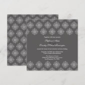 Gris + blanc flocon de neige invitation de mariage (Devant / Derrière)