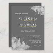 Gris Blanc Jaune Semi-Formel Invitations de mariag (Devant / Derrière)