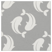 Gris blanc Koi Poisson tissu oriental motif (Fermer)