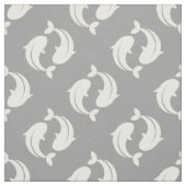 Gris blanc Koi Poisson tissu oriental motif (Échantillon)