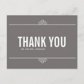 Gris Blanc Moderne Typographie Merci Carte postale (Devant)