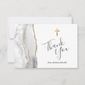 Gris Blanc Or Agate Première Communion Merci (Devant)
