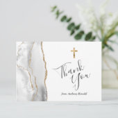 Gris Blanc Or Agate Première Communion Merci (Debout devant)