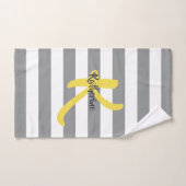 Gris blanc rayé et jaune personnalisé (Serviette à main)