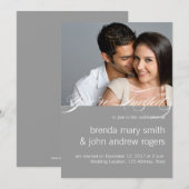 Gris Blanc Simple Faire-part de mariage photo mode (Devant / Derrière)