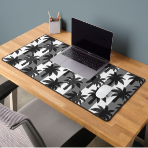 Gris Blanc Tropical Palmiers Stripes Design