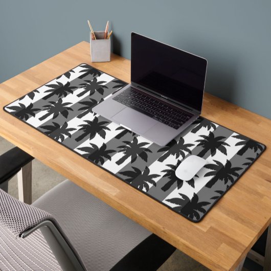 Gris Blanc Tropical Palmiers Stripes Design