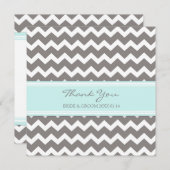 Gris bleu Chevron de cartes de Merci de mariage (Devant / Derrière)