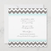 Gris bleu Chevron de cartes de Merci de mariage (Dos)