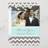 Gris bleu Chevron de cartes photos de Merci de (Devant / Derrière)