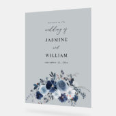 Gris - Bleu et Marine Mariage Floral Bienvenue (Angle)