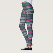 Gris Bleu Floral Tribal Print Leggings (Gauche)