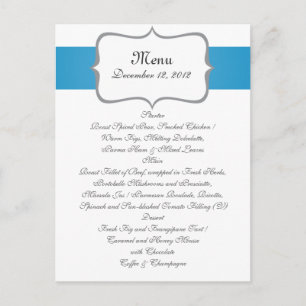 gris&bleu paisley motif sur le menu mariage marine