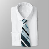 Gris, bleu, rayures blanches. cravate (Attaché)