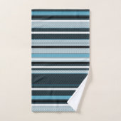 Gris, bleu, rayures blanches. ensemble de serviett (Serviette à main)