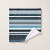 Gris, bleu, rayures blanches. ensemble de serviett (Gant de toilette)