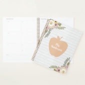 Gris Bois Dusté Floral Rose Pomme Enseignant (Devant avec enveloppe)