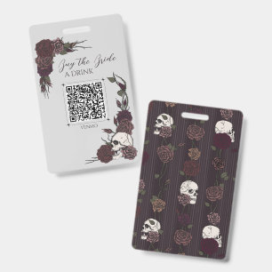 Gris & Bordeaux Crâne Badge de Paiement de Boisson