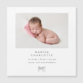 Gris Bow Photo Baby Girl Magnet Faire-part de nais (Devant)