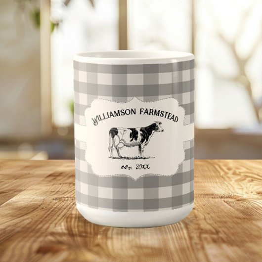 Gris Buffalo Plaid Farm Cow Coffee Mug