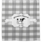 Gris Buffalo Plaid Ferme Vache Douche Rideau (Devant)