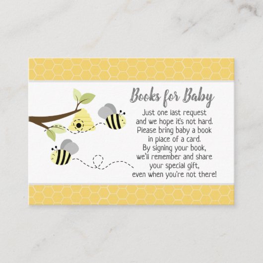 Gris Bumble Abeille Baby shower Cartes de demande (Devant)