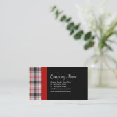 Gris Carte de visite en tissu plaid (Debout devant)