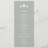 Gris | Cartes de menu Mariage blanc Fleur-de-lis (Devant)