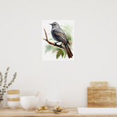 Gris Catbird Oiseau Art Imprimer Poster (Cuisine)