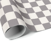 Gris Checker Papier à envelopper Cadeau Designer L (Coin rond)