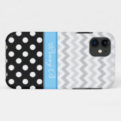 Gris Chevron Black Polka Dot Blue iPhone 5 Coque (Dos (Horizontal))
