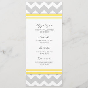 Gris Chevron de jaune de menu de mariage