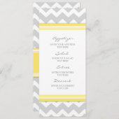 Gris Chevron de jaune de menu de mariage (Devant / Derrière)