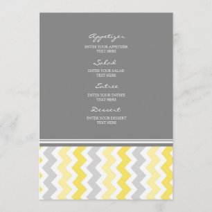 Gris Chevron de jaune de menu de mariage