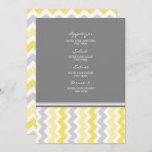 Gris Chevron de jaune de menu de mariage (Devant / Derrière)
