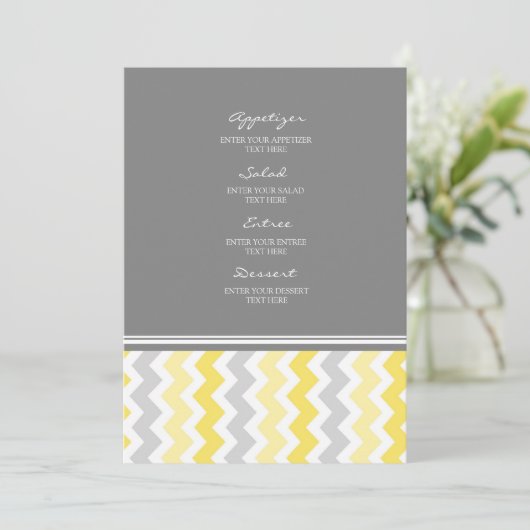 Gris Chevron de jaune de menu de mariage (Debout devant)