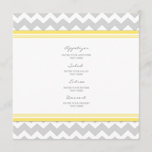 Gris Chevron de jaune de menu de mariage (Devant)
