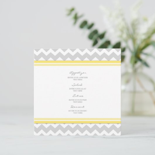 Gris Chevron de jaune de menu de mariage (Debout devant)