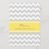 Gris Chevron de jaune de menu de mariage (Dos)