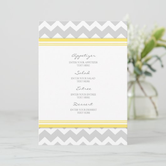 Gris Chevron de jaune de menu de mariage (Debout devant)