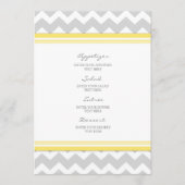 Gris Chevron de jaune de menu de mariage (Devant)