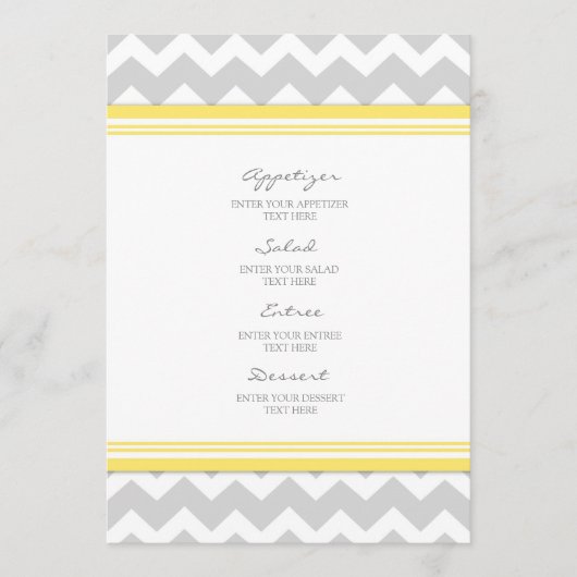 Gris Chevron de jaune de menu de mariage (Devant)