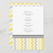 Gris Chevron de jaune de menu de mariage (Devant / Derrière)