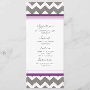 Gris Chevron de prune de menu de mariage